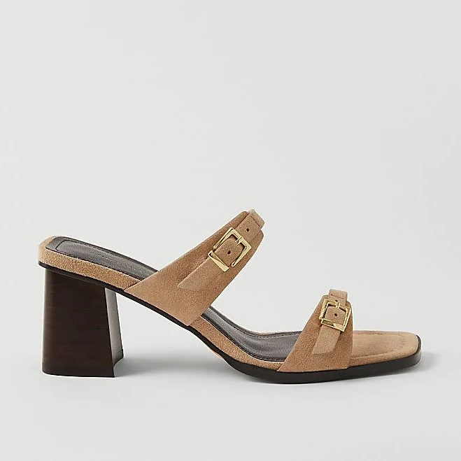 Ann Taylor Women's Suede Double Strap Block Heel Sandals