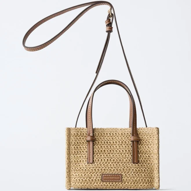 RAFFIA-EFFECT CROSSBODY BAG