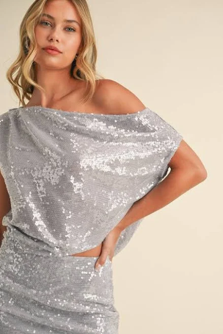 Off Shoulder Sequin Top