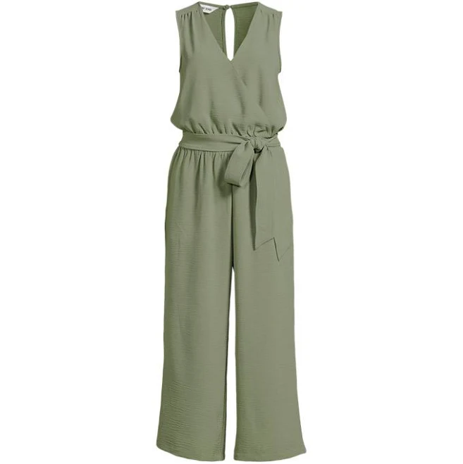 Lands' End Women's Sleeveless Creaseless Wrap Jumpsuit