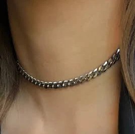 Stainless Steel Waterproof Curb Chain Choker Necklace