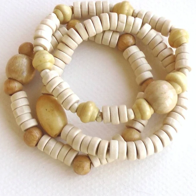 Handmade Stretchy Wooden Beaded Bracelet Set
