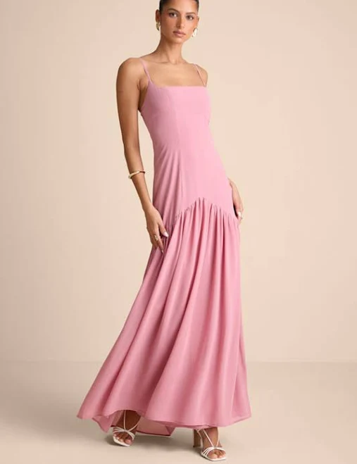 Lulus Chiffon Drop Waist Maxi Dress