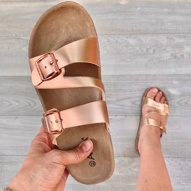 Triple-Strap Footbed Sandal