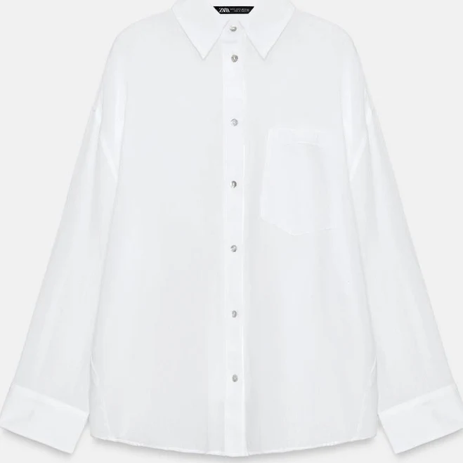 Zara Oversized Gauze Shirt with Pockets