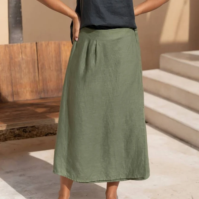Camila Sustainable Linen Midi Skirt