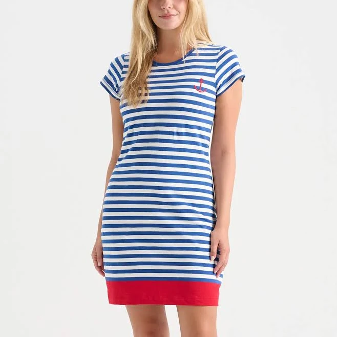 Hatley Women's Nautical Stripes Crew Neck T-Shirt Dress