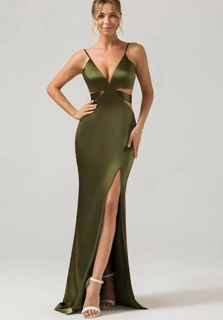 WEDTREND Women's Sheath Bridesmaid Dress with Slit