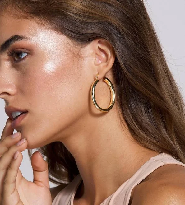 14K Gold Large Hoop Earrings