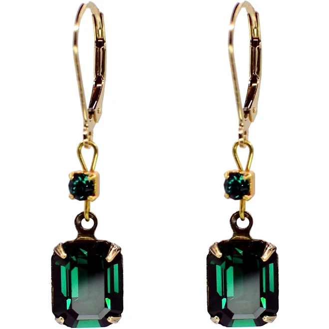 Vintage Emerald Lever Back Earrings