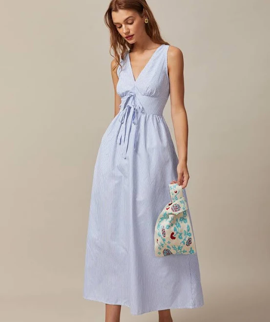 Rihoas Sleeveless A-Line Striped Cotton Sundress