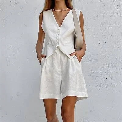 Vintage Inspired Linen Blend Two-Piece Set