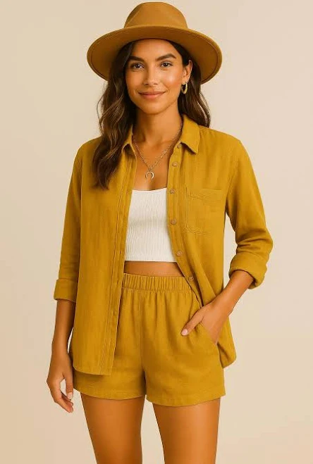 Pure Linen Boho Two Piece Outfit