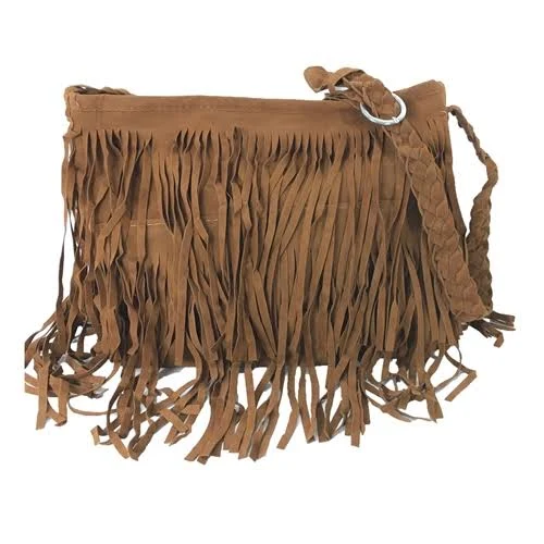 Fashion Culture Vegan Suede Fringe Saddle Bag