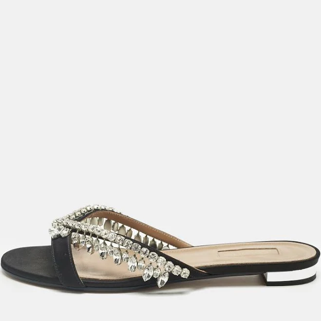 Aquazzura Crystal Embellished Flat Slides