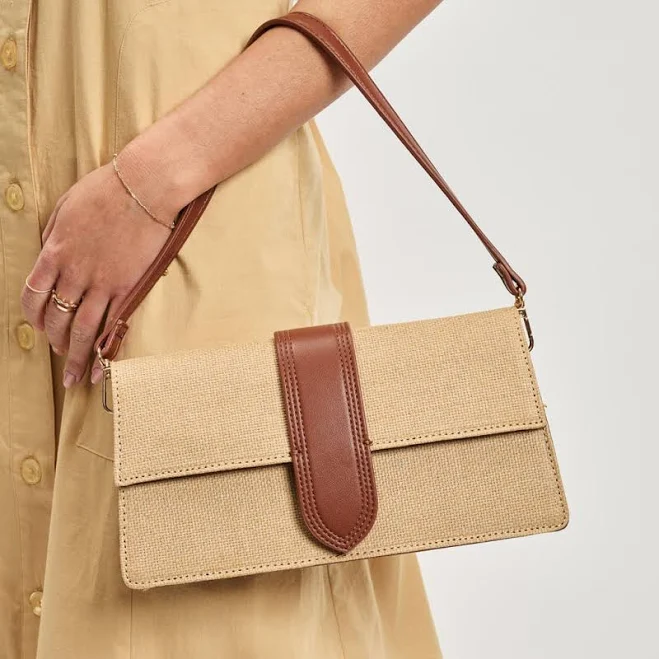 MODA LUXE Violet - Straw Crossbody in Natural Tan at Nordstrom