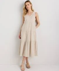100% Organic Cotton Gauze Tiered Maxi Dress