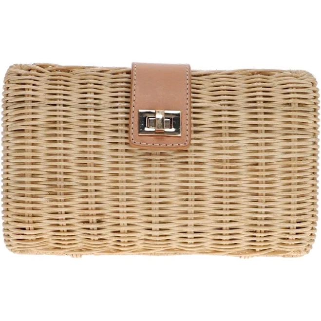 Kayu Lou Natural Wicker Straw Clutch