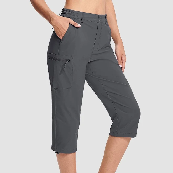 Women's Lightweight Water-Resistant Hiking Capris with 5 Pockets