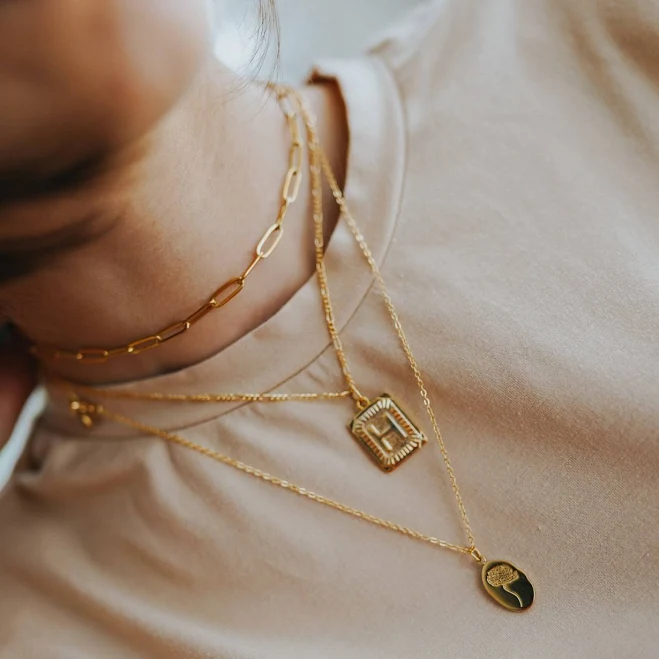 18K Gold Layering Necklace Set (3Pcs)