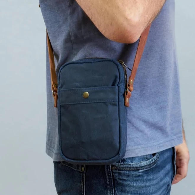 Canvas and Leather Crossbody Bag