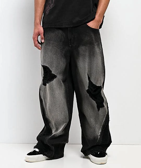 Vitriol Void Depth Distressed Wide Leg Jeans