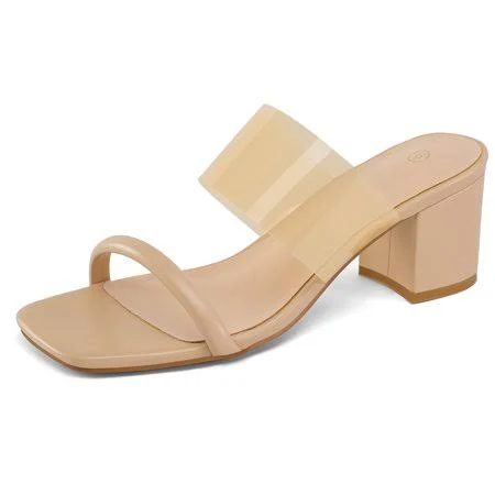 Penny Sue Women's Block Heel Square Toe Mules