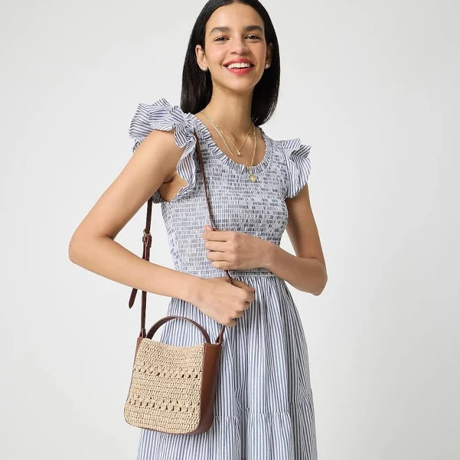 J.Crew Women's Woven Crossbody Mini Tote Bag