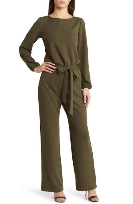 Nikki Lund Women's Joy Long Sleeve Tie Waist Jumpsuit