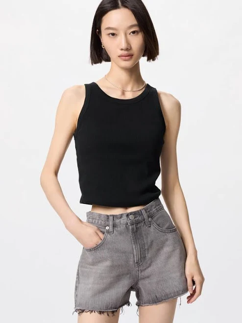 UNIQLO Women's Ribbed Cropped Bra Top