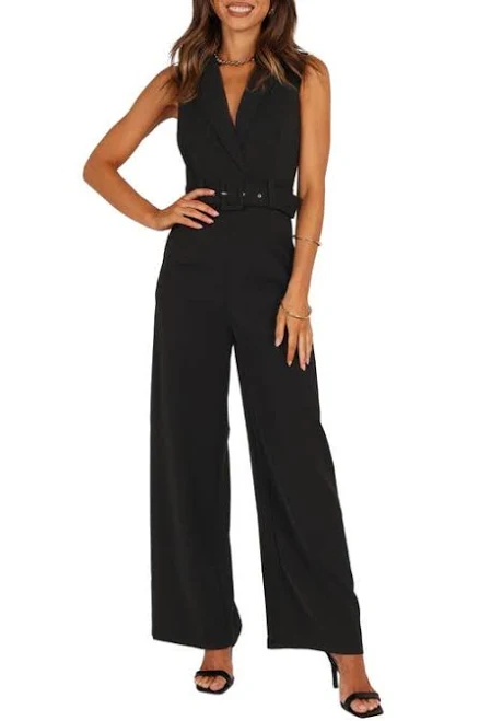 Petal & Pup Women's Sienna Belted Wide Leg Jumpsuit