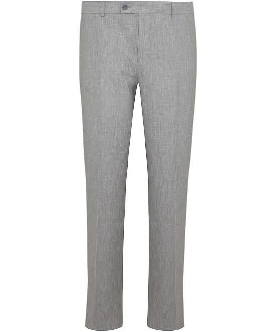 Regular Fit High Waist Gray Melange Wool Dress Pants 40 / 6 / Gray