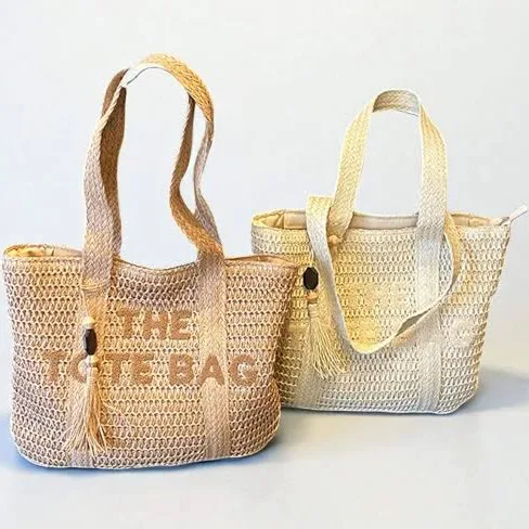 French Straw Woven Tote Bag