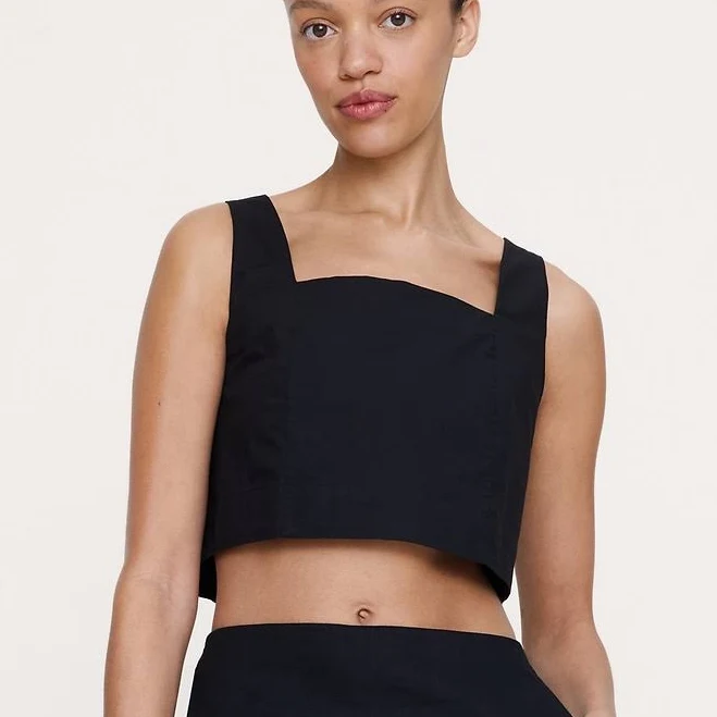 Banana Republic Women's Cotton Poplin Square-Neck Cropped Tank