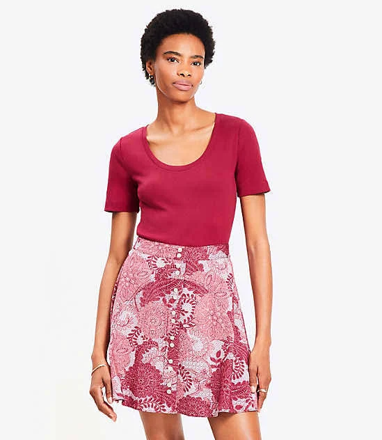 Loft Women's Ribbed Scoop Neck T-Shirt