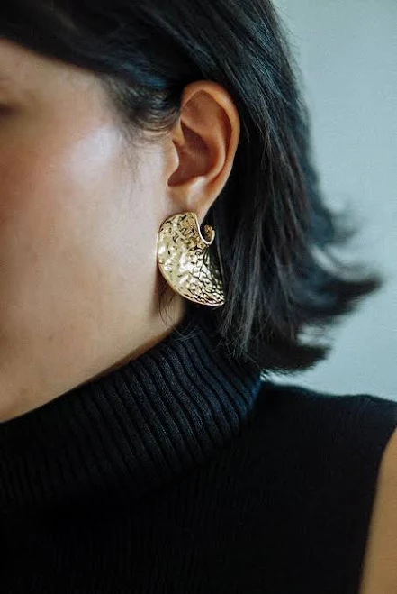 Hammered Gold Massive Statement Earrings