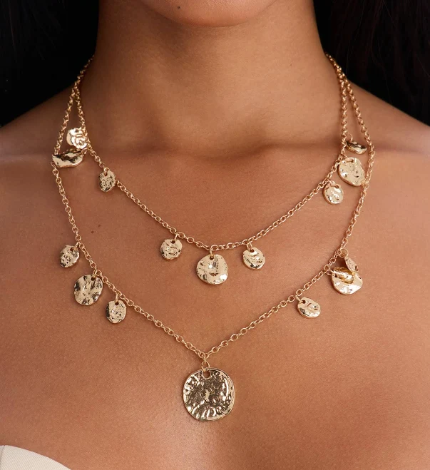 Fashion Nova Women's Coined Layered Charm Necklace