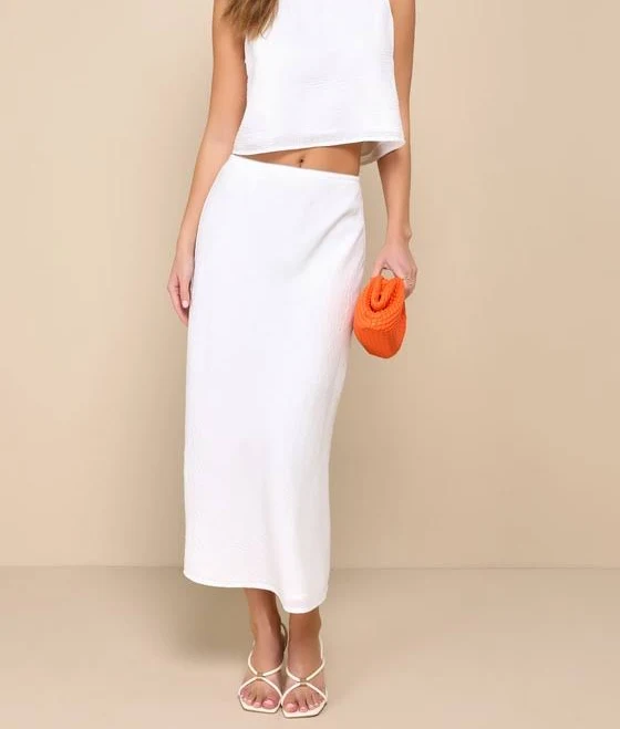 Lulus High-Rise A-Line Midi Skirt