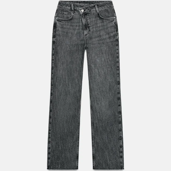 Zara Z1975 High Waisted Crossover Waist Straight Jeans