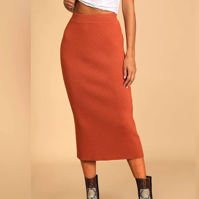 Lulus Exclusive Ribbed Knit Midi Sweater Skirt