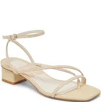 Dolce Vita Karlos Raffia Strappy Ankle Strap Block Heel Sandals