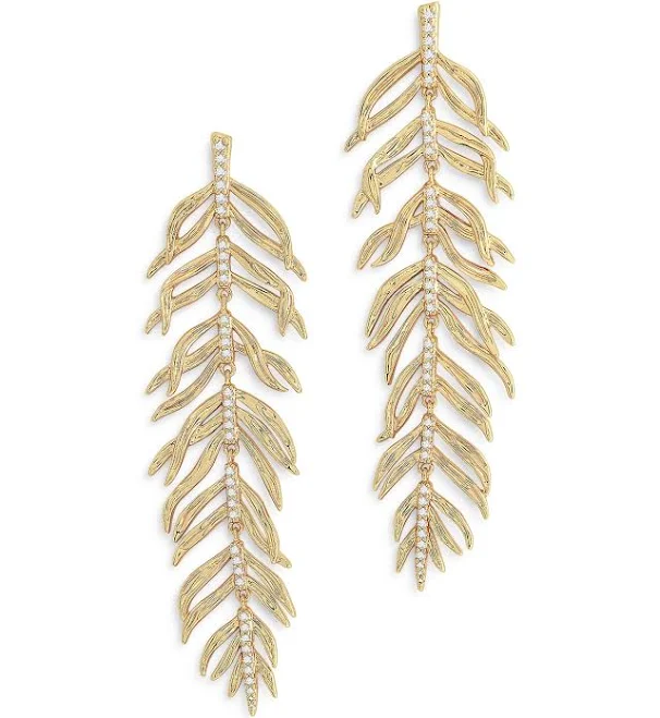 Anabel Aram Women's 18k-Plated Palm Leaves Earrings with Cubic Zirconia