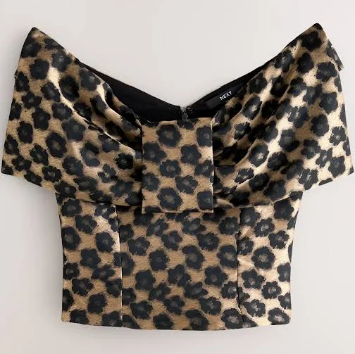 3D Bow Bardot Satin Top