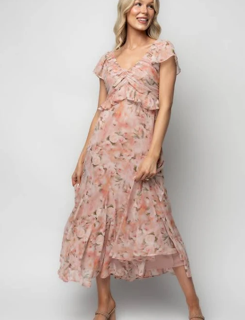Baltic Born Teuila Floral Chiffon Midi Dress