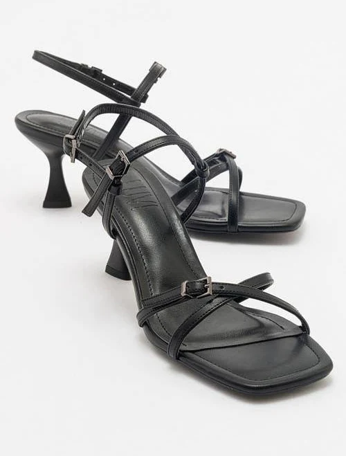 Nebel Women's Strappy Stiletto Vegan Leather Sandals
