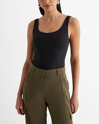 Express Women's High Compression Ribbed Bodycon Scoop Neck Bodysuit