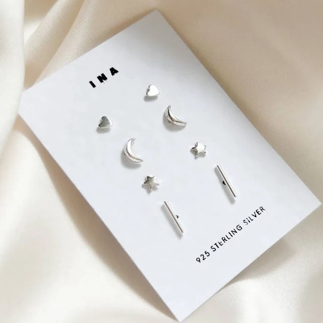 Tiny Sterling Silver Stud Earring Set