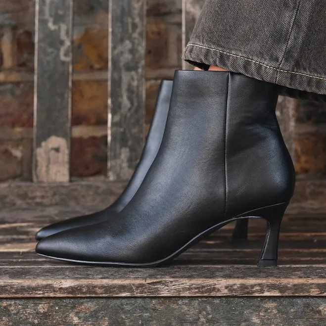 linzi Black Faux Leather Pointed Toe Stiletto Ankle Boot 2026 | Shoes