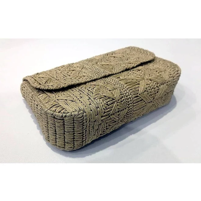 Handmade Raffia Woven Clutch with Magnetic Closure