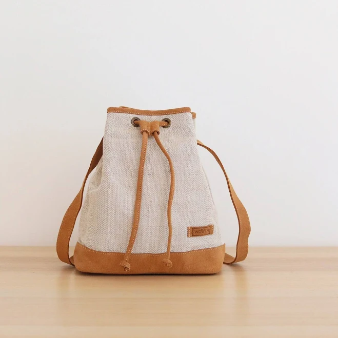 ganapati Crafts Co. Women's Woven Drawstring Bucket Bag